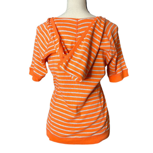 New Jones New York Sport Hoodie in Orange and Gray Stripes Size Medium Petite - Picture 3 of 6